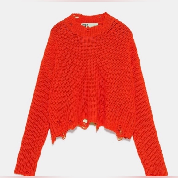 Zara Knit Orange Sweater - Size Small - Picture 4 of 8